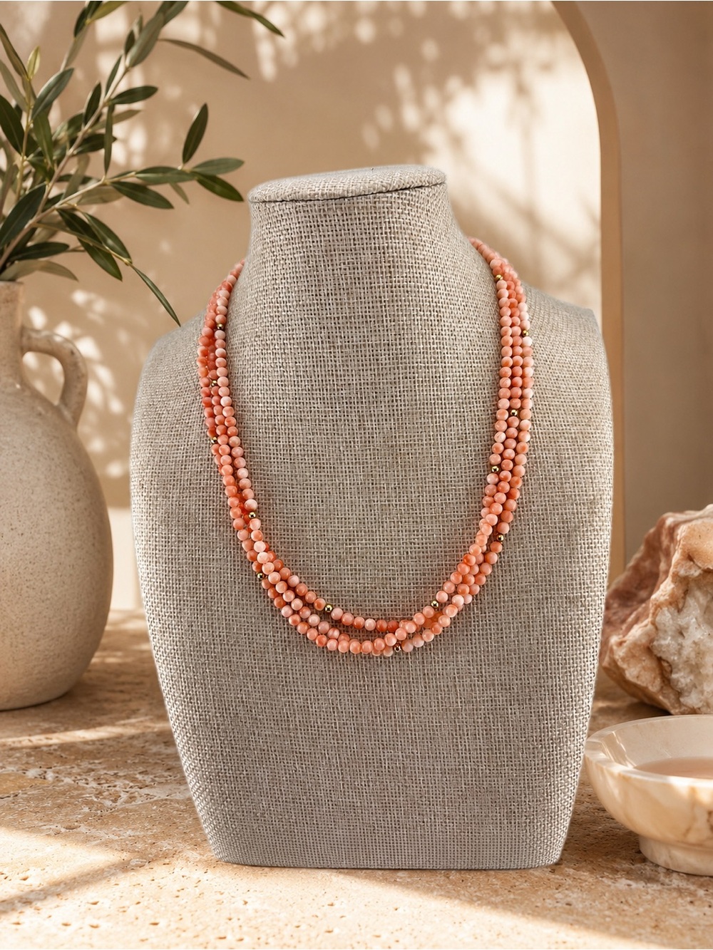 Angel Skin Coral Gold Filled 3 Strand 20’